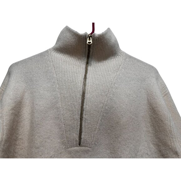 J.Crew Merino Wool Alpaca Funnel Neck Sweater Womens Small Cream Fleece Preppy - Picture 8 of 12